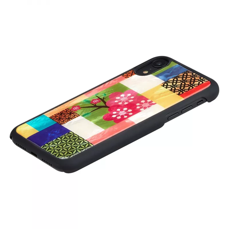 Handyhülle iKins für iPhone XR — Kirschblütenmuster, schwarz