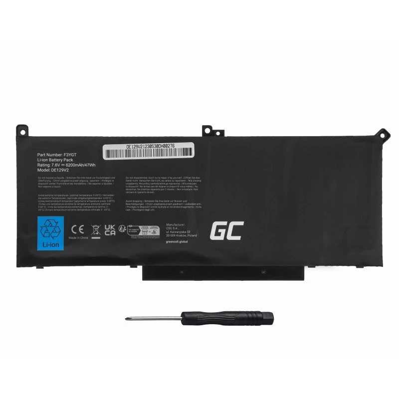 Notebook-Akku F3YGT 7,6V 6200mAh für Dell Latitude 7280 7290 7380 7490