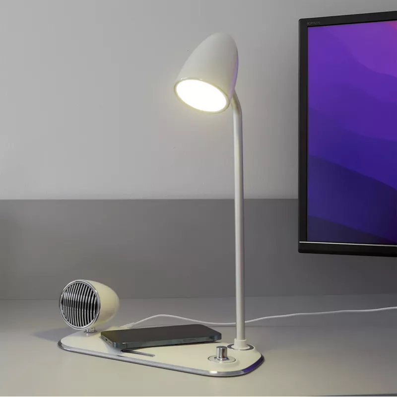 Kabelloser Schreibtischladegerät Tellur TLL151371 mit Bluetooth-Lautsprecher und Schreibtischlampe