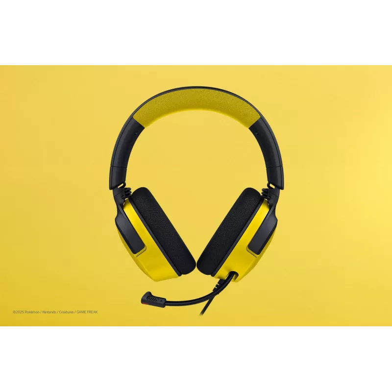 Headset Razer Kraken V4 X Pokemon — Kabelgebunden USB-C/USB-A, Supraaural, 20–20000 Hz, 1,8 m Kabel, 310 g, Schwarz/Gelb