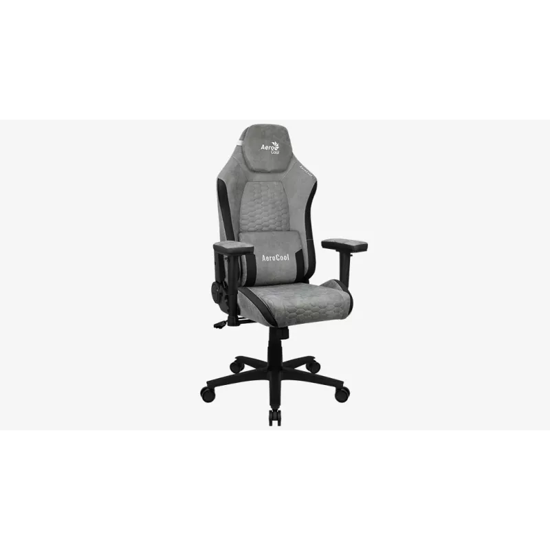 Aerocool Crown AeroSuede universeller Gaming-Stuhl mit gepolsterter Sitzfläche, Steingrau