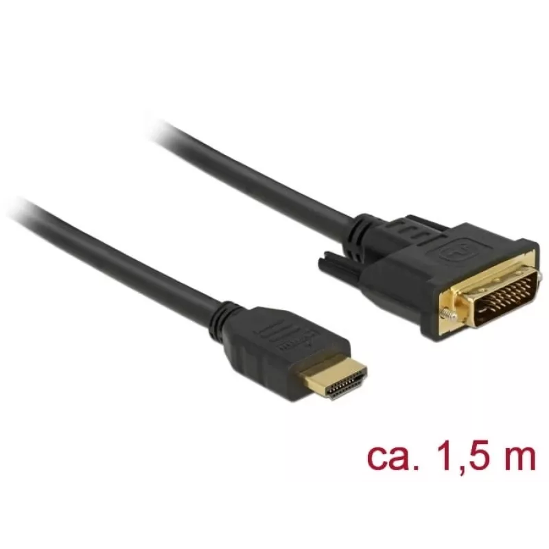 Videokabel-Adapter DeLOCK 85653 1,5m HDMI Typ A DVI Schwarz