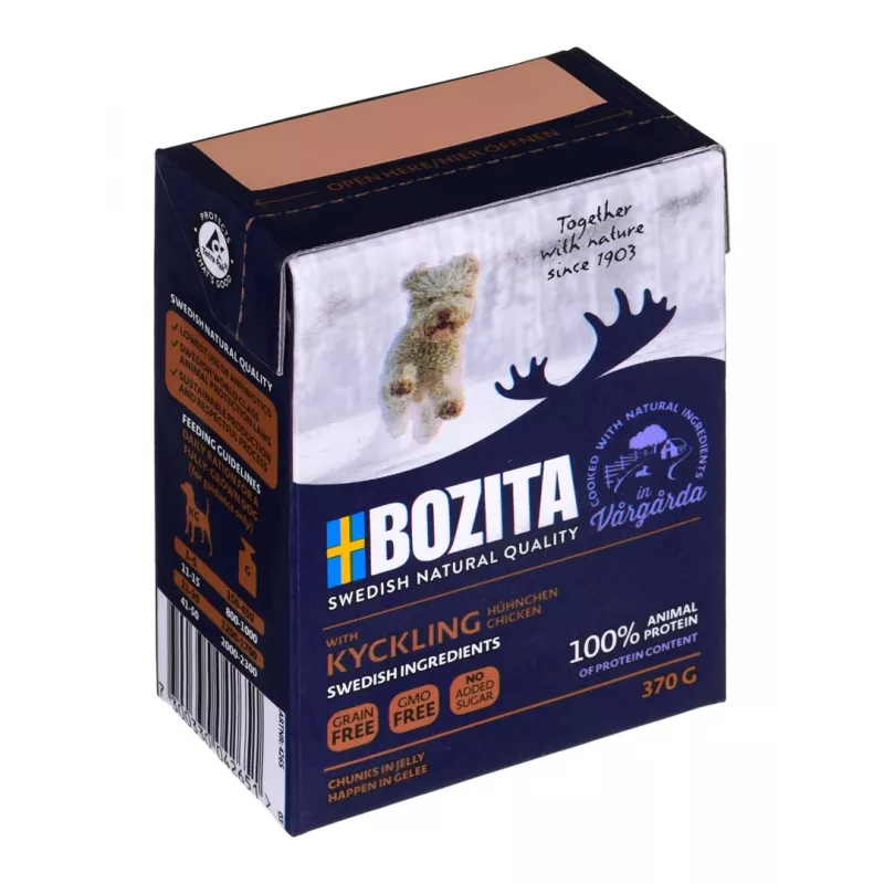 Bozita WITH CHICKEN – Stücke in Gelee, 370 g, gluten- und sojafrei