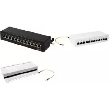 LogiLink - Patchpanel - wandmontierbar - RJ-45 X 12 - Lichtgrau, RAL 7035