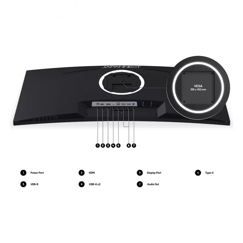 JAPANNEXT 86,4 cm JN-IPS340UWQHD60C-C65W-HS curved UWQHD