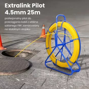 Extralink Pilot 4,5 mm 25 m | Kabelziehstab | Glasfaser GFK, Ø 4,5 mm, L 25 m, gelb