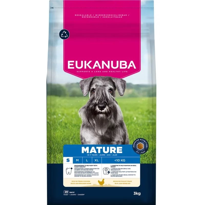 Trockenfutter für Hunde EUKANUBA Mature Small Chicken 3 kg — für ausgewachsene Hunde kleiner Rassen
