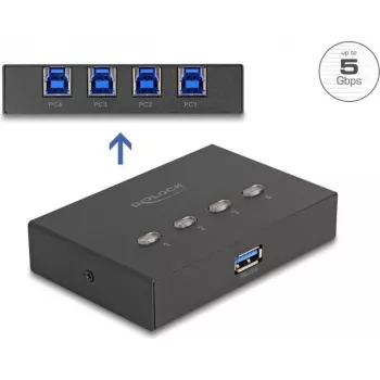DeLOCK USB-Switch 4 PC auf 1 Gerät 5 Gbit/s Schwarz