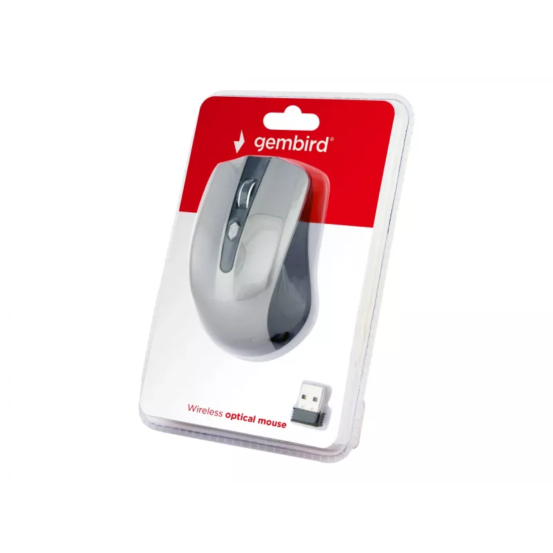 Kabellose Maus GEMBIRD MUSW-4B-04-BG — rechtshändig, optisch 1600 DPI, 4 Tasten, RF Wireless, schwarz/grau