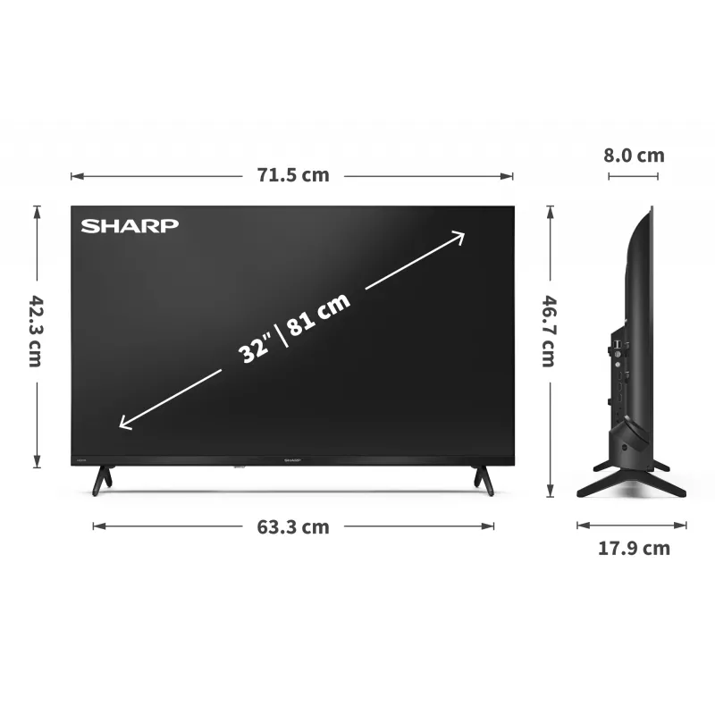 Sharp 32HF2265E TV 81,3 cm (32 Zoll) HD Smart-TV WLAN Schwarz