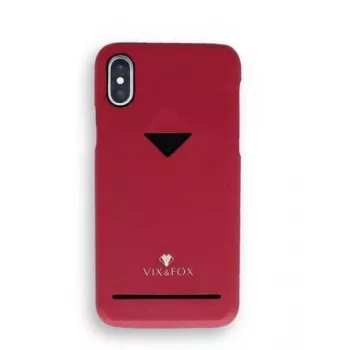 Kartenfach-Backcover VixFox für Samsung S9 — rubinrote Schutzhülle mit Kartenfach