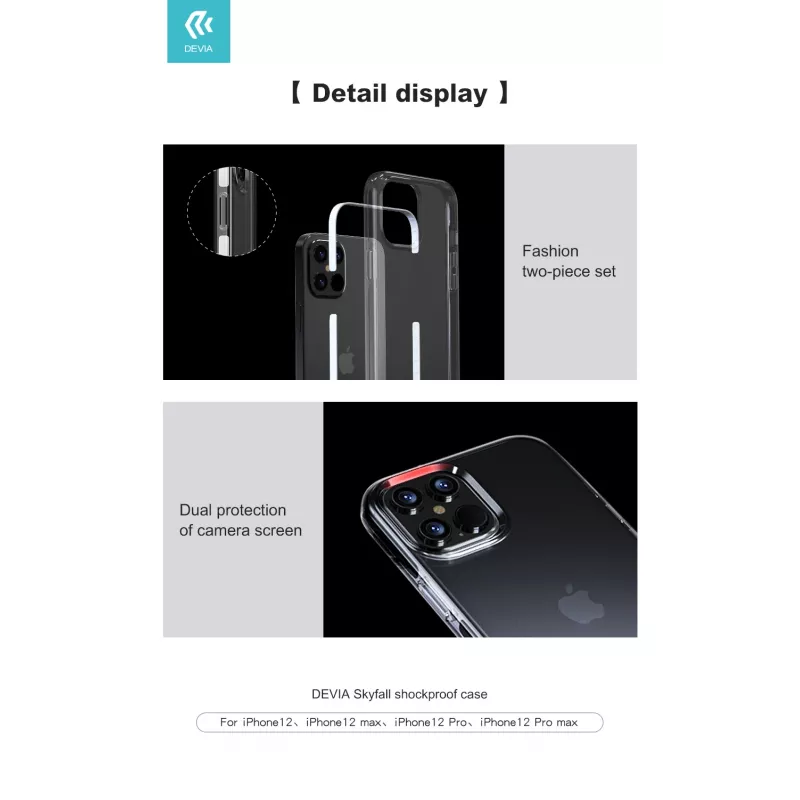 Stoßfeste Schutzhülle Devia Skyfall für iPhone 12 Pro Max, weiß