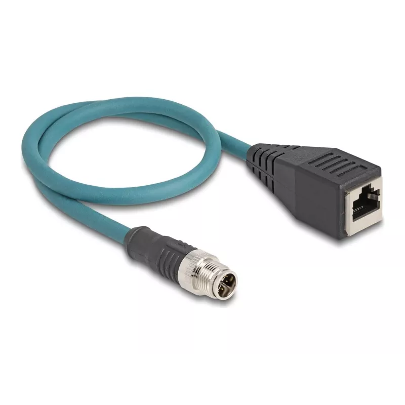 DeLOCK M12 Adapterkabel X-kodiert 8 Pin Stecker auf RJ45 Buchse 50 cm