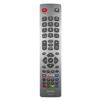 Universal-Fernbedienung SAVIO RC-19 für Sharp, 47 Tasten, grau, 10 m Reichweite, Kunststoffgehäuse