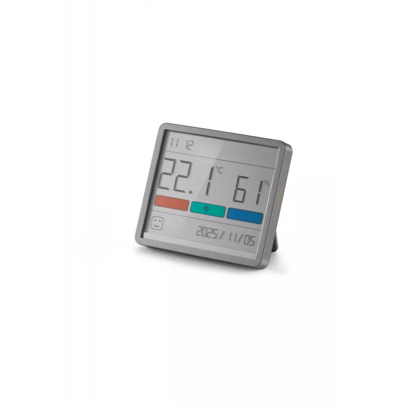 Kombinierter Hygrometer, Thermometer und Uhr MOVA MTHM01 – digitale Inneneinheit zur Messung der relativen Luftfeuchtigkeit und Temperatur, kompakt für Schreibtisch, Regal oder Wand