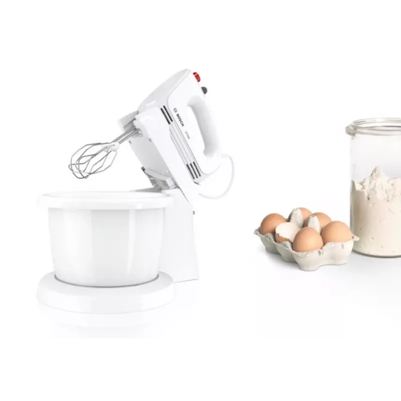 Handmixer Bosch MQWPL2000 — 375 W, 4 Geschwindigkeiten, Turbo, Puls, Edelstahl-Aufsätze, Schüssel inklusive