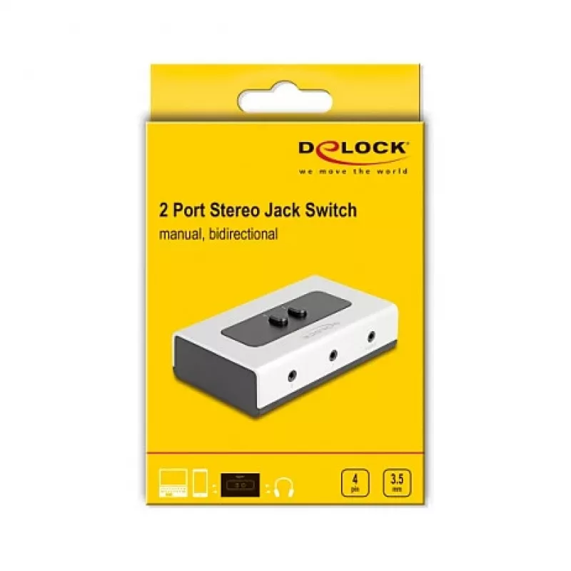Audio Switch DeLOCK 88061 Schwarz Grau 3,5 mm Eingang Ausgang