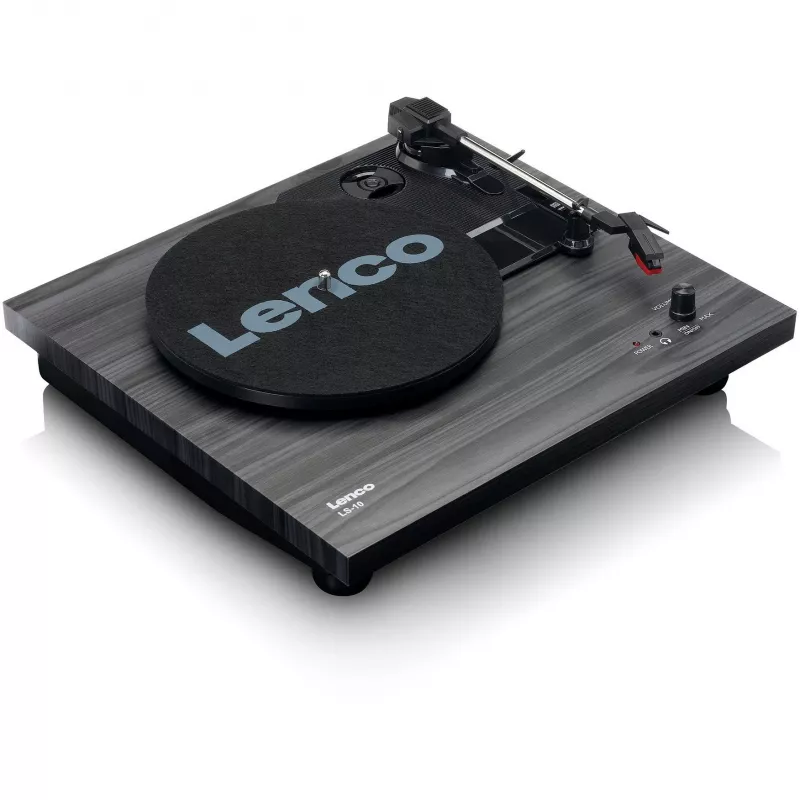Belt-Drive-Audio-Plattenspieler Lenco LS-10 Schwarz mit integrierten Lautsprechern, 33/45 U/min, Cinch-Ausgang, Kopfhöreranschluss