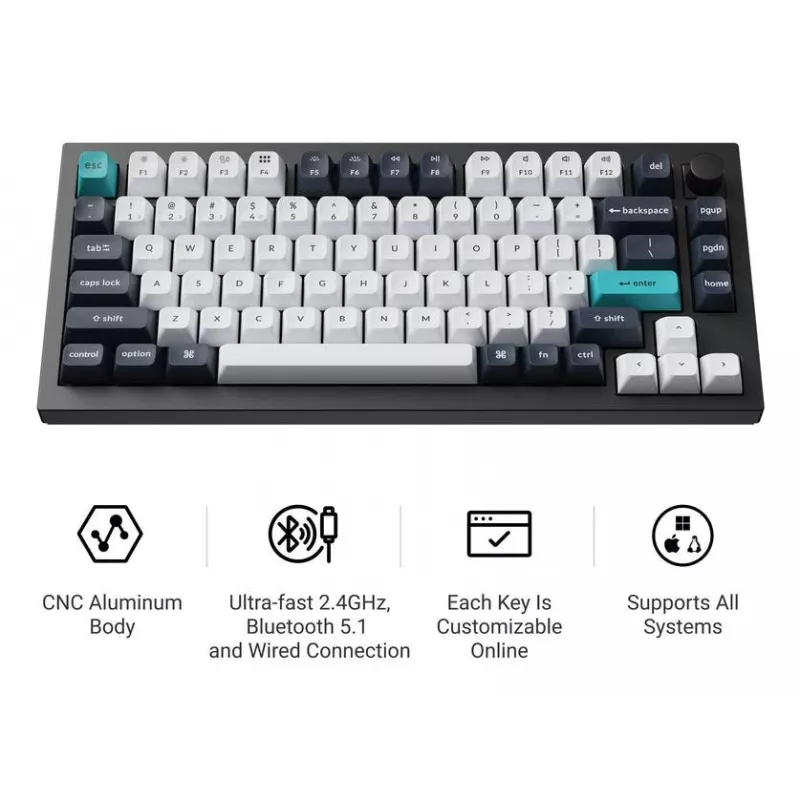 Mechanische Tastatur Keychron Q1 Max 75% mit Banana Switches, Carbon Black