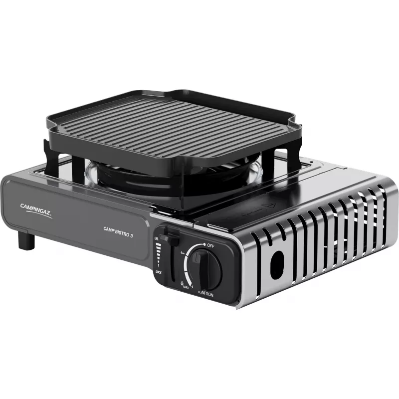 Tragbarer Campingaz CampBistro 3 Campingkocher mit Aluminium-Druckguss-Grillplatte