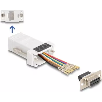 DeLOCK D-Sub 9-Buchse auf RJ45-Buchse Montagesatz weiß VGA RJ-45