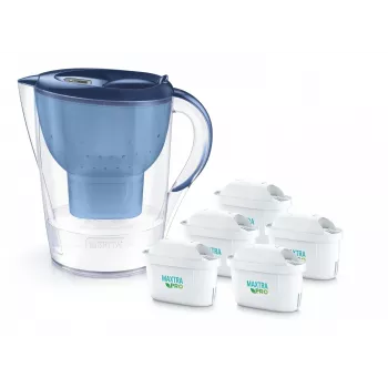 Wasserfilter-Kanne BRITA Marella XL mit 5 MAXTRA PRO Kartuschen, blau
