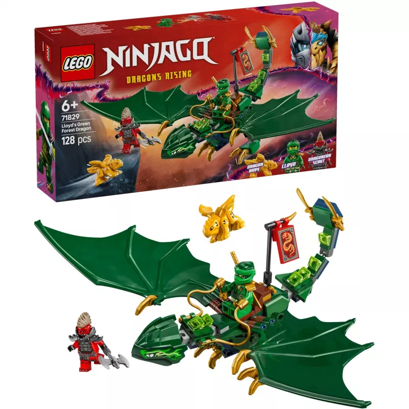 Bauspielzeug LEGO NINJAGO 71829 Lloyds Grüner-Wald-Drache, 128 Teile, 2 Minifiguren, ab 6 Jahren