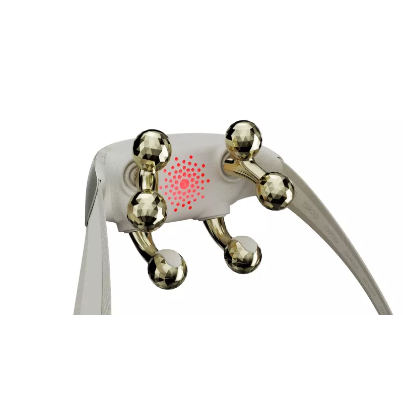 SKG H7 Ultra-E – Goldene Massageköpfe, Kombi-Massage, Kompressionsmassage, Knetmassage, Vibrationsmassage, Nacken, Schultern, Gold, Kunststoff, Tasten, Batterie