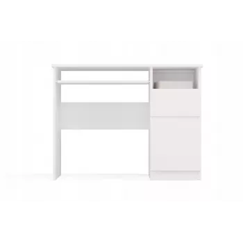 Desk top e shop PORTO Schreibtisch rechts Weiß, rechteckige Spanplattenplatte 985×510×755 mm, 1 Schublade, Tastaturauszug