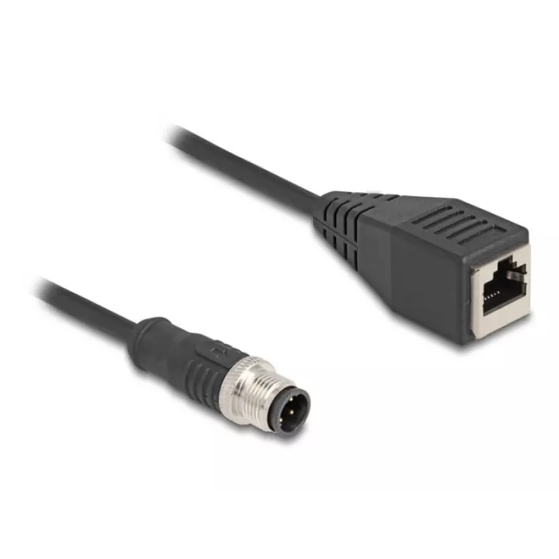 DeLOCK M12 Adapterkabel D-codiert 4-polig Stecker auf RJ45 Buchse 50 cm
