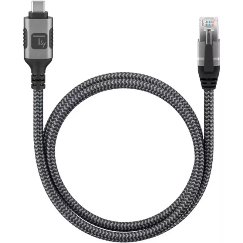 Techly ICOC U3C-RJ45-010 Netzwerkkabel Silber, Schwarz 1 m Cat6 F/UTP (FTP)