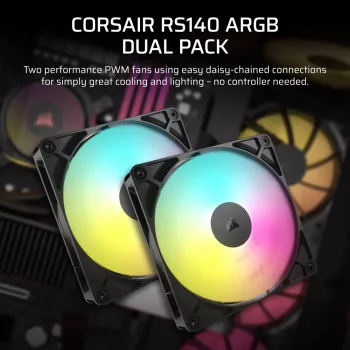 Lüfter Corsair RS140 ARGB 14 cm Schwarz 330-1700 RPM