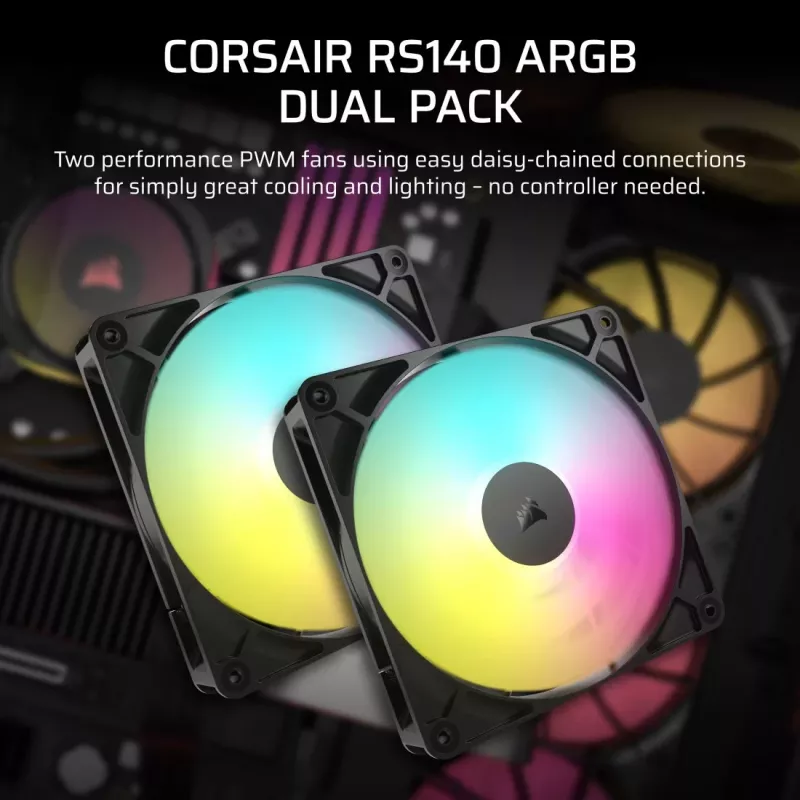 Lüfter Corsair RS140 ARGB 14 cm Schwarz 330-1700 RPM