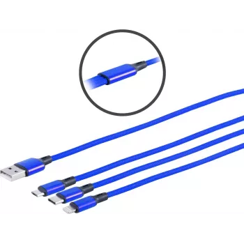 USB 3in1 Ladekabel ShiverPeaks 14-50071 — Micro B, USB-C 8-Pin, 1,2 m, Blau