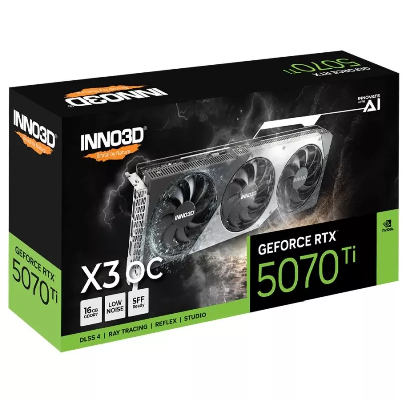 Grafikkarte Inno3D GeForce RTX 5070 Ti — 16 GB GDDR7, PCIe 5.0, 256-Bit, 3x DisplayPort 2.1b + HDMI 2.1b