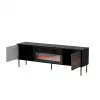 TV-Schrank cama meble CORTINA 180x40x60 cm schwarz/nussbaum mit Schwarz elektrischem Kamin