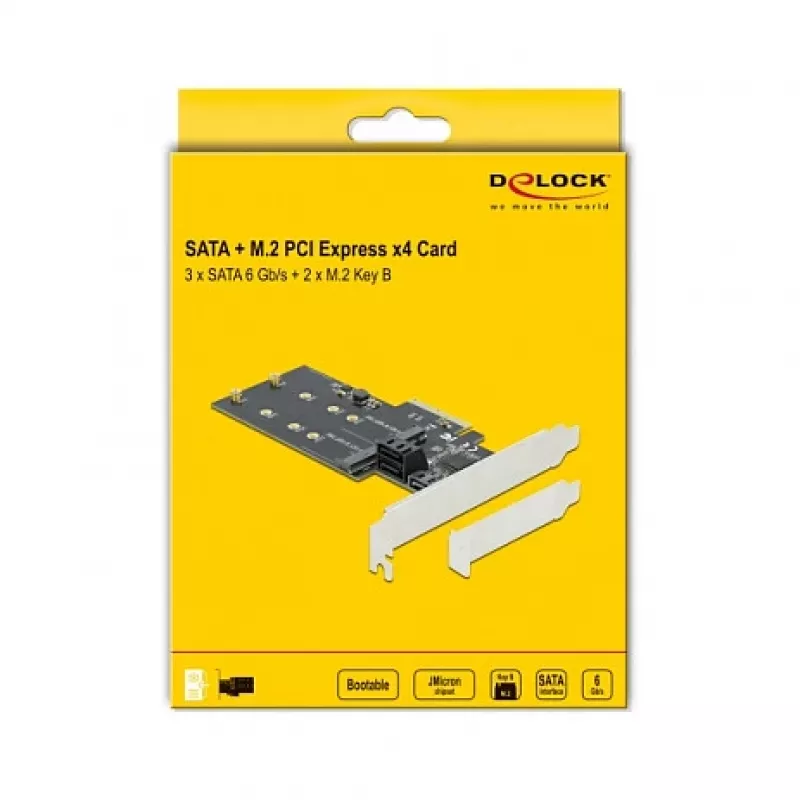 SATA- und M.2-PCI-Express-Karte DeLOCK 3 Port SATA und 2 Slot M.2 Key B