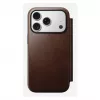 Handyhülle Nomad Modern Leather Folio für iPhone 17 Pro, Leder/Aluminium, 16 cm (6,3 Zoll) braun, 4 Kartenfächer