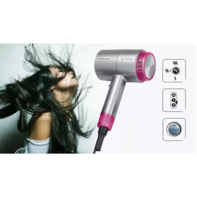 Haartrockner MPM MSW-22 1800W, 3 Heizstufen, 2 Geschwindigkeiten, ionisch, Konzentrator, 1,8 m Kabel, silber