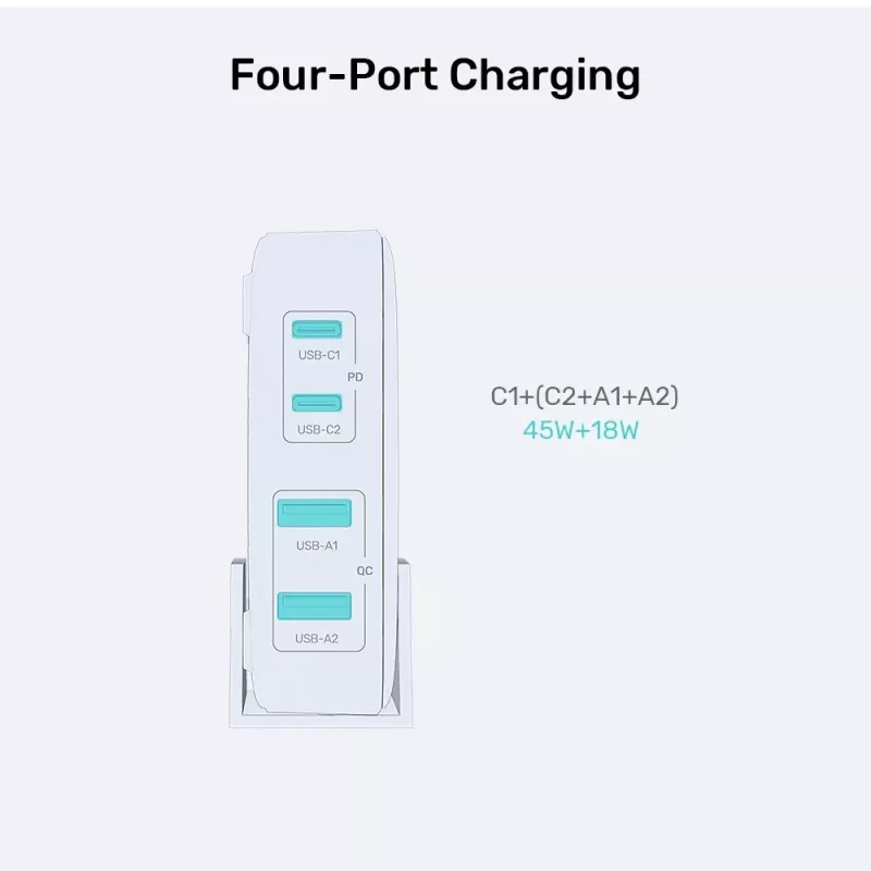 Tischladegerät Unitek P1228AWH01-EU 70W 2×USB-A 2×USB-C