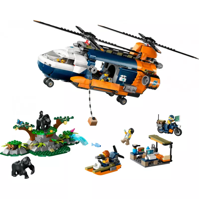LEGO City 60437 Dschungel-Explorer-Hubschrauber im Basislager