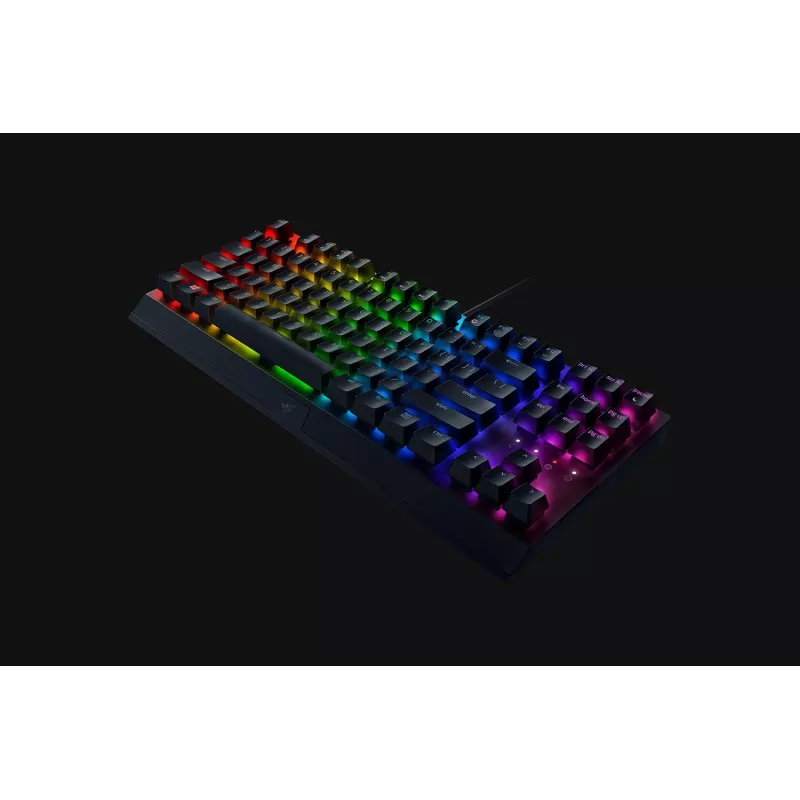 Mechanische Gaming-Tastatur Razer SchwarzWidow V3 Tenkeyless — USB, QWERTY US, Razer Gelb Switches, RGB-Hintergrundbeleuchtung, schwarz