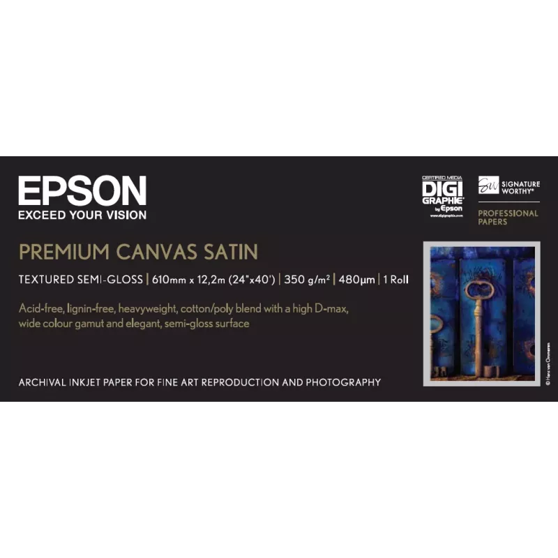 Epson Premium Canvas Satin, 24 Zoll x 12,2 m, 350 g/m²