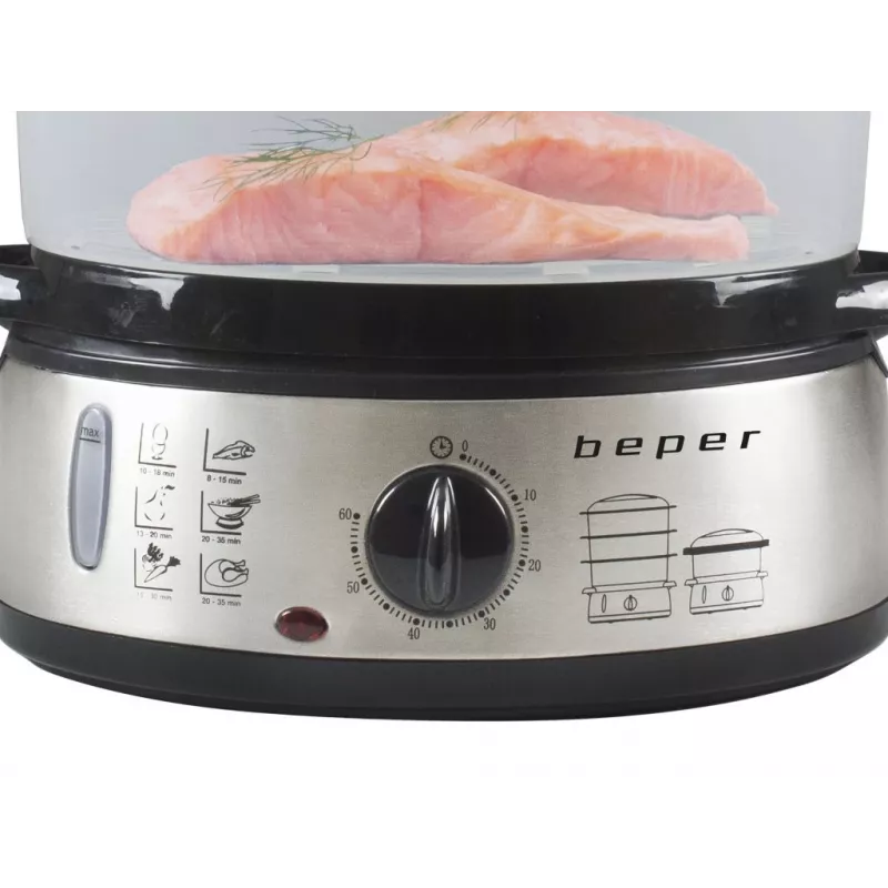 Dampfgarer Beper BC.250 3 Körbe Arbeitsplatte 800 W Edelstahl