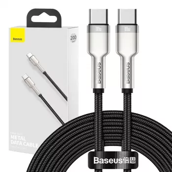 USB‑C auf USB‑C Kabel Baseus Cafule Metal – 2 m, 100W Ladeleistung, USB 2.0 (480 Mbit/s), verzinkte Kontakte, schwarz