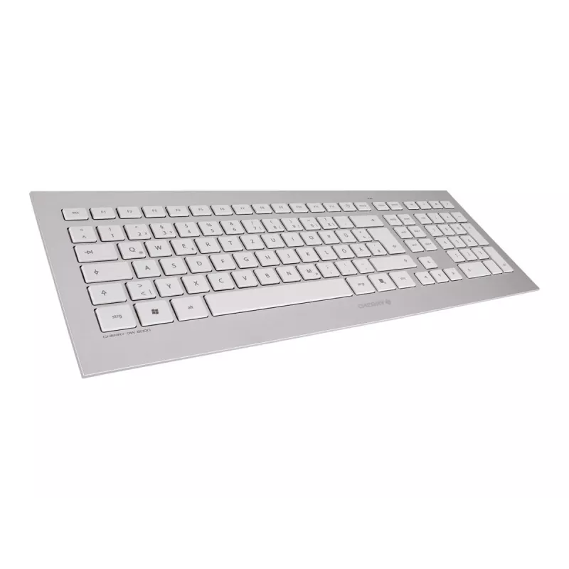 CHERRY DW 8000 Tastatur Maus enthalten Office RF Wireless QWERTZ Deutsch Silber, Weiß