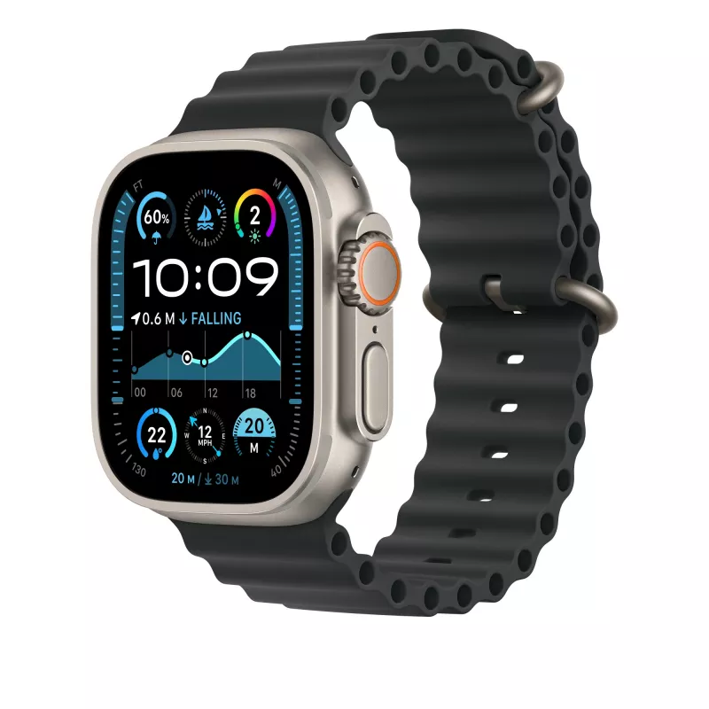 Black Ocean Band 49 mm - Natural Titanium Finish