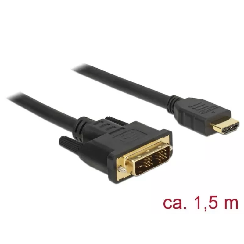 Videokabel-Adapter DeLOCK 85583 1,5 m DVI-D HDMI Typ A Schwarz
