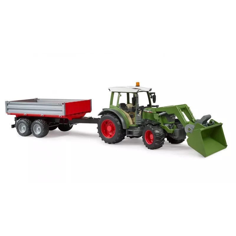 Spielzeugtraktor BRUDER Fendt Vario 211 mit Frontlader und Seitenanhänger
