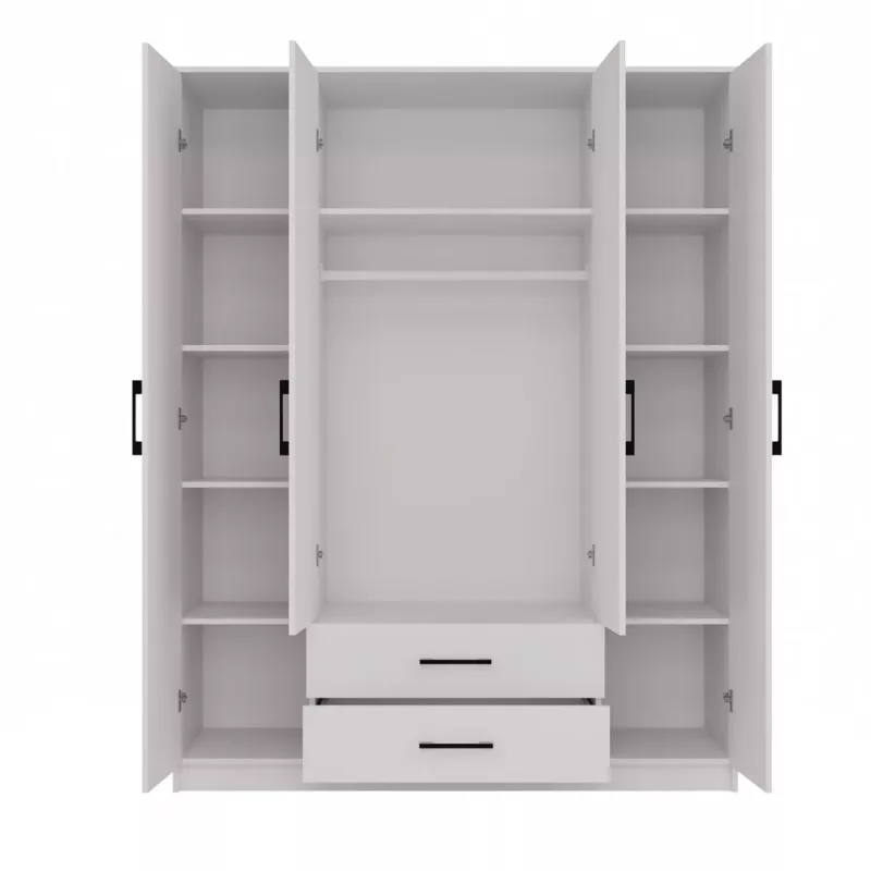 Topeshop ROMANA 160 BIEL KPLB bedroom wardrobe/closet 11 shelves 4 Tür(s) weiß